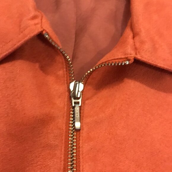 Index Petite Womens Orange Zip-Up Jacket 100% Polyester Size 14P Fall Suede Like - Picture 3 of 12